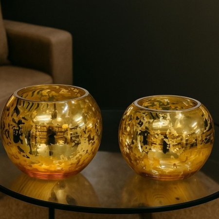 مزهرية زجاج ذهبي